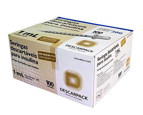 Seringa Insulina Curta Ultrafina Importada, 1ml 8mm X 0,3mm (30G) - 100 Unidades