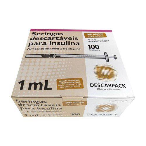 Seringa para Insulina 1,0ml com Agulha Descarpack 100un
