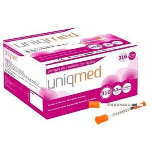 Seringa para Insulina Uniqmed 0,3ml 6x0,25mm 31G 100un