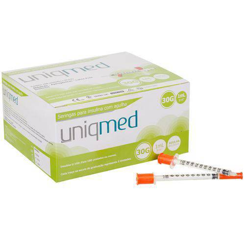 Seringa para Insulina Uniqmed 1,0ml 8x0,30mm 30g 100un