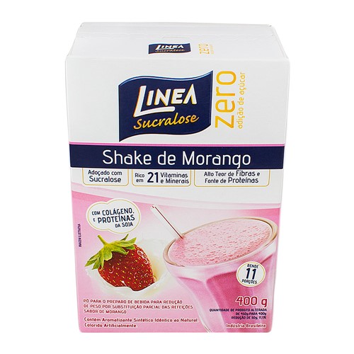 Shake Linea Sucralose Zero Açúcar Sabor Morango com 400g