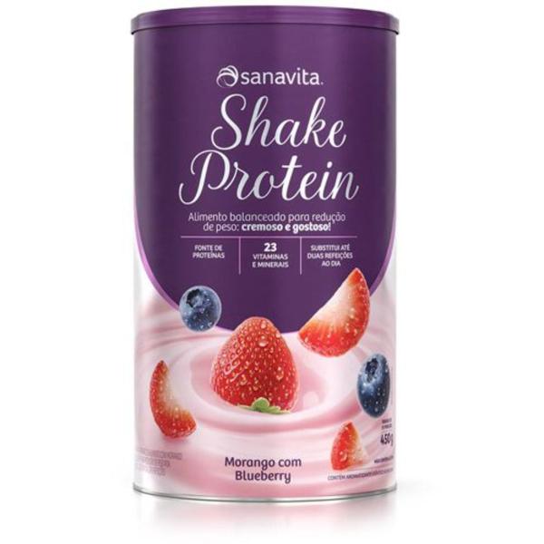 Shake Protein - 450g Morango com Blueberry - Sanavita