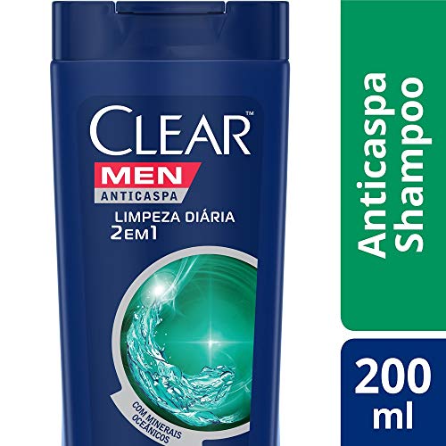 Shampoo Anticaspa Clear Men Limpeza Diária 2 em 1 200 ML, Clear