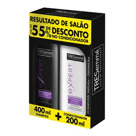 Shampoo + Condicionador TRESemmé Reconstrução e Força para Cabelos Danificados 400ml+200ml Até 55% de Desconto no Condicionador