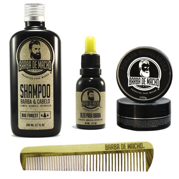 Shampoo Óleo Gel Cola Barba de Macho - 4 Produtos