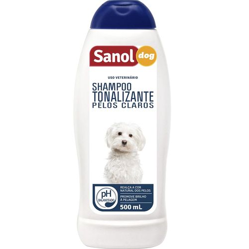 Shampoo Sanol Dog Tonalizante Pelos Claros para Cães 500ml