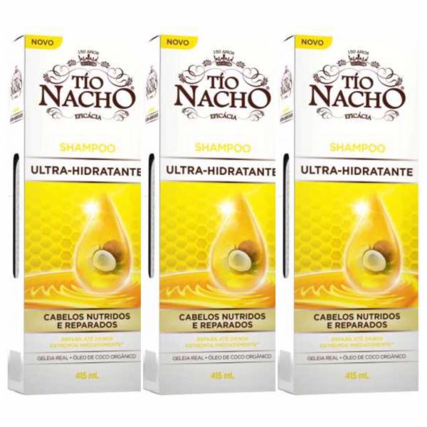 Shampoo Tio Nacho Ultra Hidratante 415ml 3 Unidades - Genomma