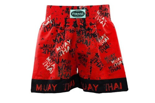 Shorts Boxe Muay Thai Fheras Training Grafite Vermelho P