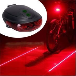 Sinalizador Luz Alerta Lanterna para Bike Bicicleta 3 Leds com Guia Laser