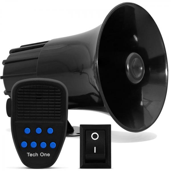 Sirene Automotiva Tech One 7 Tons com Microfone + Botão Interruptor - Prime