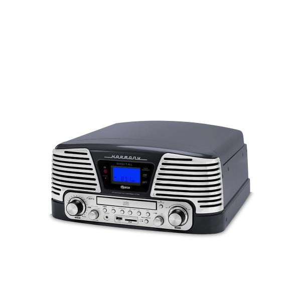 Sistema de Áudio Bluetooth C/ Toca-Discos 2 Rotações (33 e 45 Rpm) Controle Remoto,FM, CD e Pendrive - Raveo