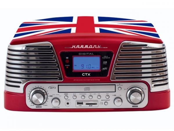 Sistema de Áudio CTX England CD Player - com MP3 Vinil Radio FM e Entrada Pen-Drive