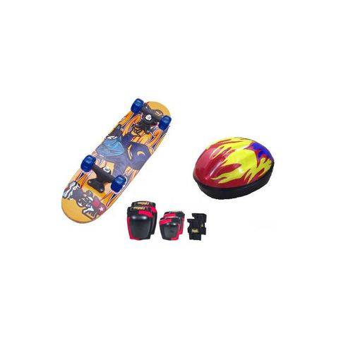 Skate Infantil +kit Proteção Capacete Luva Joelheira Cotove