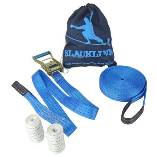 Slackline 15 Mts com Protetor e Bolsa Profissional - Azul