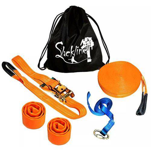 Slackline Kit Completo 15 Metros + Protetor, Backup e Bolsa