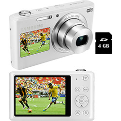 Smart Câmera Samsung Seleção Brasileira DV2014F 16.1MP Wi-Fi Zoom Óptico 5x - Dual LCD com Modo Futebol + Cartão de Memória 4GB - Branca