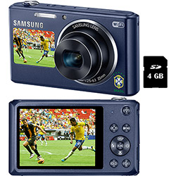 Smart Câmera Samsung Seleção Brasileira DV2014F 16.1MP Wi-Fi Zoom Óptico 5x - Dual LCD com Modo Futebol + Cartão de Memória 4GB - Preta