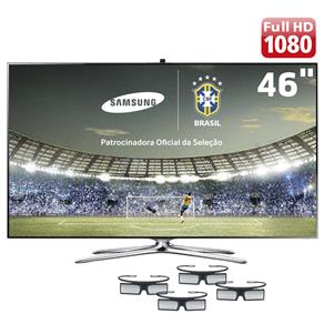 Smart Interaction TV 3D Slim LED 46” Full HD Samsung 46F7500 com Câmera, Reconhecimento Facial, Voz e Movimentos, Quad Core, Wi-Fi e 4 Óculos 3D
