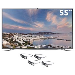 Smart Interaction TV 3D Slim LED 55" 4K Ultra HD Samsung 55F9000 com Câmera, Reconhecimento Facial, Voz e Movimentos, Quad Core, Wi-Fi e 4 Óculos 3D