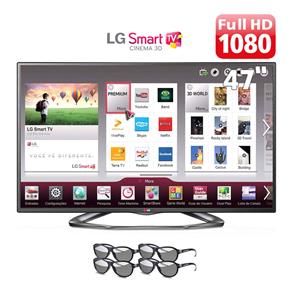Smart TV 47" Cinema 3D LED Full HD LG 47LA6200 com Time Machine II, MCI 480Hz, Wi-Fi, LG Cloud e 4 Óculos 3D