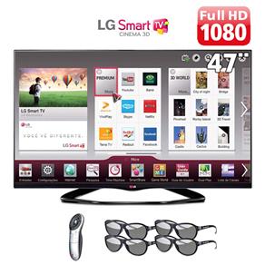 Smart TV 47" LED Full HD LG 47LA6600 com Time Machine II, TruMotion 120Hz, Wi-Fi, 4 Óculos 3D e Smart Magic Voice