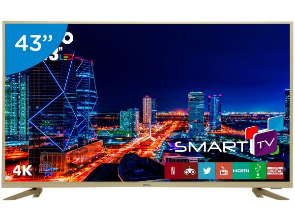 Smart TV 4k LED 43” Philco PTV43F61DSWNC Wi-Fi - Conversor Digital 3 HDMI 2 USB
