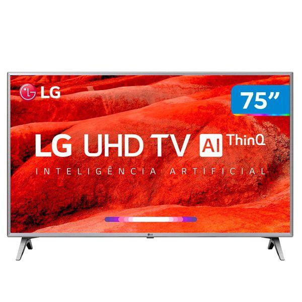 Smart TV 4K LED 75” LG 75UM7510PSB Wi-Fi HDR - Inteligência Artificial 4 HDMI 2 USB