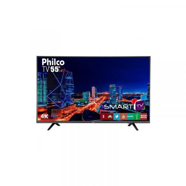 Smart TV 55" LED Philco PTV55U21DSWNT 4K Ultra HD com Wi-Fi 2 USB 3 HDMI