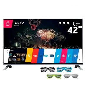 Smart TV Cinema 3D LED 42” Full HD LG 42LB6500 com Sistema WebOS, Painel IPS, Entradas HDMI e USB, 4 Óculos 3D e Controle Smart Magic