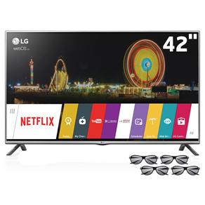 Smart TV Cinema 3D LED 42" Full HD LG 42LF6450 com Sistema WebOS, Wi-Fi, Painel IPS, Entradas HDMI e USB e 4 Óculos 3D