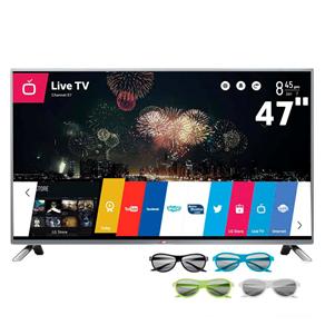 Smart TV Cinema 3D LED 47” Full HD LG 47LB6500 com Sistema WebOS, Painel IPS, Entradas HDMI e USB, 4 Óculos 3D e Controle Smart Magic
