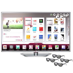 Smart TV Cinema 3D LED 55” Full HD LG 55LA6214 com Função Torcida, Conversor Digital, Entradas HDMI, Entradas USB DivX HD e 4 Óculos 3D