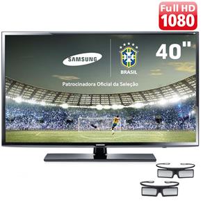 Smart TV 3D LED 40” Full HD Samsung 40FH6203 com Função Futebol, Clear Motion Rate 240Hz, Wi-Fi e 2 Óculos 3D