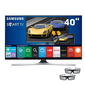 Smart TV 3D LED 40" Full HD Samsung 40J6400 com Connect Share Movie, Screen Mirroring, Quad Core, Wi-Fi e 2 Óculos 3D - Smart TV 3D LED 40" Full HD S