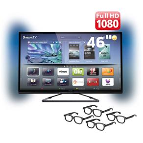 Smart TV 3D LED 46” Full HD Philips 46PFL5508G/78 com Ambilight, Perfect Motion Rate 360Hz, Wi-Fi, 4 Óculos 3D e 2 Óculos Dual View Gaming
