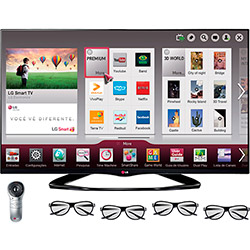 Smart TV 3D LED 47" LG 47LA6600 Full HD Smart Share - 3 HDMI 3USB 120Hz + 4 Óculos 3D