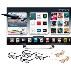 Smart TV 3D LED 47" LG 47LM7600 Full HD - 4 HDMI 3 USB 240Hz HDTV DTV DLNA Wi-Fi Integrado + Magic Remote + 4 Óculos 3D + 2 Óculos Dual Play