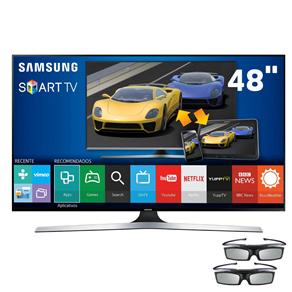 Smart TV 3D LED 48" Full HD Samsung 48J6400 com Connect Share Movie, Screen Mirroring, Quad Core, Wi-Fi e 2 Óculos 3D - Smart TV 3D LED 48" Full HD S
