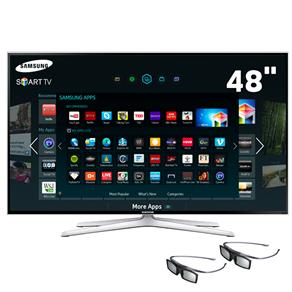 Smart TV 3D LED 48” Full HD Samsung UN48H6400 com 480Hz Clear Motion Rate, Wi-Fi e 2 Óculos 3D