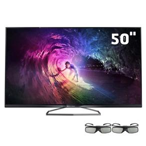 Smart TV 3D LED 50” 4K Ultra HD Philips 50PUG6900/78 com Perfect Motion Rate 480Hz, Pixel Plus Ultra HD, Wi-Fi, Entradas HDMI, Entradas USB e 2 Óculos