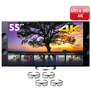 Smart TV 3D LED 55” 4K Sony XBR-55X905A com Motionflow XR 960Hz, Processador X-Reality Pro, Wi-Fi, S-Force Front Surround 3D com 65W e 4 Óculos 3D
