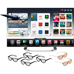 Smart TV 3D LED 55" LG 55LM7600 Full HD - 4 HDMI 3 USB 240Hz HDTV DTV DLNA Wi-Fi Integrado + Magic Remote + 4 Óculos 3D + 2 Óculos Dual Play