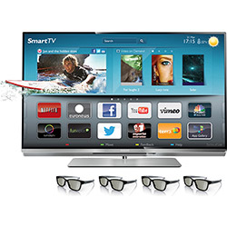 Smart TV 3D LED 55" Philips 55PFL6007G Full HD - 4 HDMI 3 USB DTVi 4 Óculos 3D