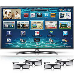 Smart TV 3D LED 55" Samsung 55ES6800 Full HD - 3 HDMI 3 USB 600Hz 4 Óculos 3D