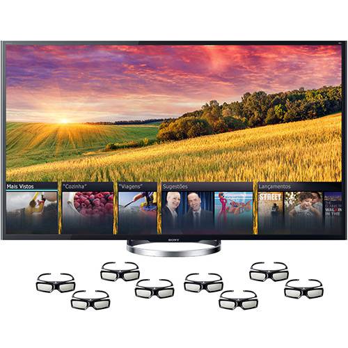 Smart TV 3D LED 55" Sony XBR-55X855A Ultra HD 4K - 4 HDMI, 3 USB 960Hz Wi-fi + 4 Óculos 3D