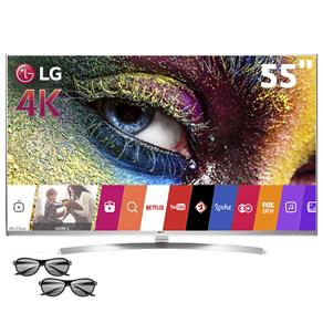 Smart TV 3D LED 55" Super Ultra HD 4K LG 55UH8500 com Sistema WebOS, Wi-Fi, Painel IPS, HDR Super, Controle Smart Magic e 2 Óculos 3D
