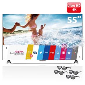 Smart TV 3D LED 55” Ultra HD 4K LG 55UB8500 com WebOs, Wi-Fi Integrado, Time Machine II, 4 Óculos Cinema 3D, Controle Smart Magic e Câmera Skype