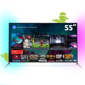 Smart TV 3D LED 55" Ultra HD 4K Philips 55PUG7100/78 com Ambilight, Android, Dual Core, Pixel Precise Ultra HD, Wi-Fi, 4 Entradas HDMI e 4 Óculos 3D