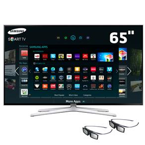 Smart TV 3D LED 65” Full HD Samsung UN65H6400 com 480Hz Clear Motion Rate, Wi-Fi e 2 Óculos 3D