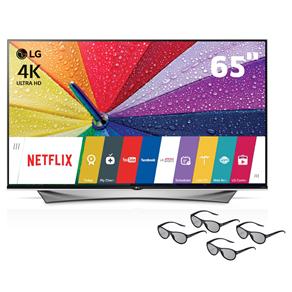 Smart TV 3D LED 65" Ultra HD 4K LG 65UF9500 com Sistema WebOS, Wi-Fi, Nano Spectrum, Entradas HDMI e USB, Controle Smart Magic e 4 Óculos 3D